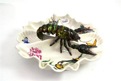 Lot 738 - French hors d'oeuvres dish with crayfish handle