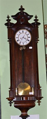 Lot 790 - Vienna chimney double weight driven regulator clock with pendulum and weights, height 123cm