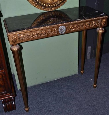 Lot 791 - A 20th century gilt and marble topped hall table, width 81cm