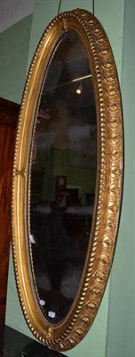 Lot 792 - Large 19th century gilt gesso oval mirror, height 122cm