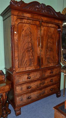 Lot 793 - William IV mahogany press cupboard, width 140cm