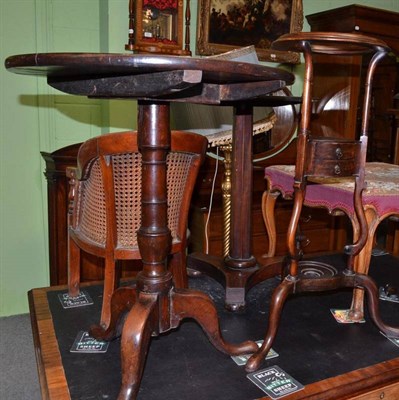 Lot 804 - A George III mahogany tripod table, diameter 58cm and a mahogany plant stand with two drawers