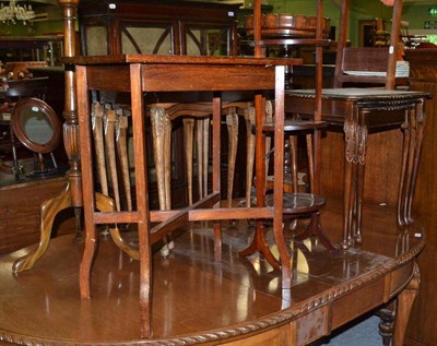 Lot 808 - A Victorian rosewood simulated tripod plant stand, reproduction mahogany plant stand, three...