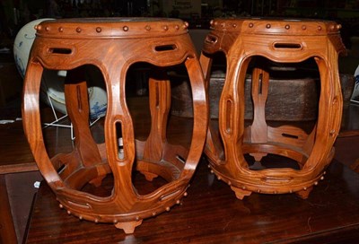 Lot 830 - Pair of Chinese barrel stands of recent date, 46cm high