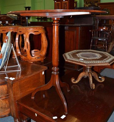 Lot 832 - 19th century oval tripod table with shell inlay, diameter 72cm