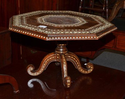 Lot 833 - Indian hardwood and ivory pedestal table, diameter 53cm