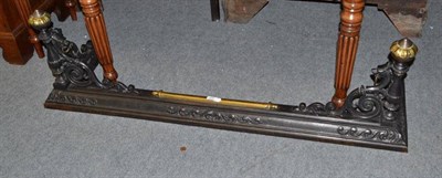 Lot 835 - A Victorian cast iron and brass fire curb, length 143cm