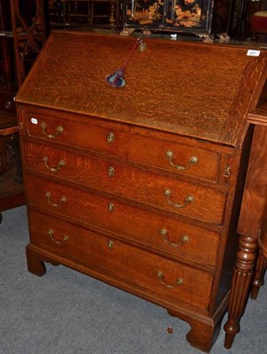 Lot 837 - George III oak bureau, width 91cm