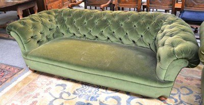 Lot 872 - A Victorian Chesterfield settee with green button back upholstery, width 191cm