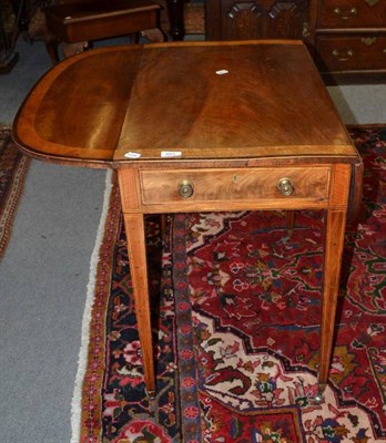 Lot 881 - George III mahogany and satinwood banded Pembroke table, width 78cm