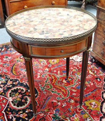 Lot 885 - A French style variegated marble circular topped table, diameter 65cm