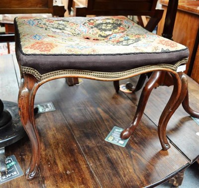 Lot 900 - Victorian rosewood dressing stool with worn needlework seat, width 55cm