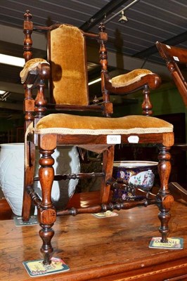 Lot 903 - 19th century rosewood open armchair upholstered in yellow velvet, height 76cm