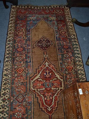 Lot 909 - Bidjar Rug, Persian Kurdistan, The camel field with a stepped central medallion framed by...