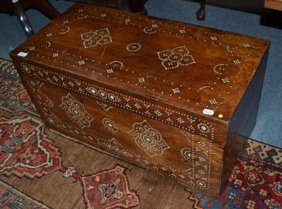 Lot 910 - 19th century hardwood and mother of pearl inlaid box, width 89cm