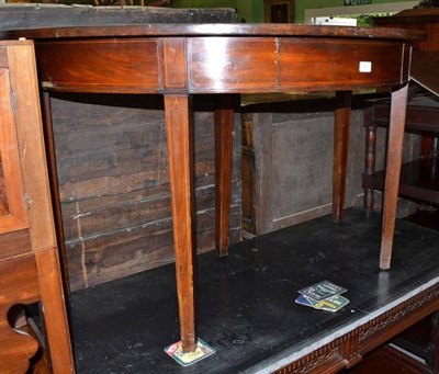 Lot 923 - George III mahogany D-end table, width 121cm