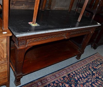 Lot 925 - Gillow mahogany washstand and marble top (damaged), width 138cm