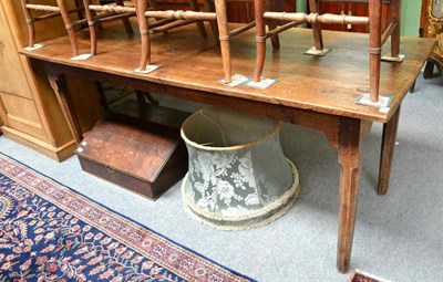 Lot 934 - A 19th century farm house kitchen table, plank construction, width 193cm