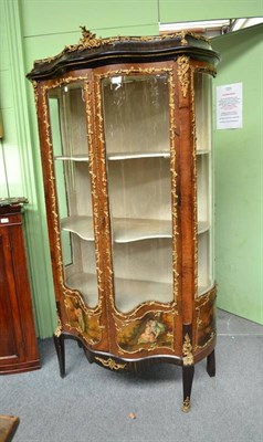 Lot 937 - A Louis XV Vernis Martin style kingwood gilt metal mounted vitrine, height 181cm