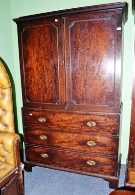 Lot 951 - Georgian mahogany secretaire press, width 126cm