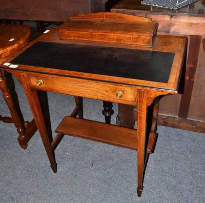 Lot 968 - Edwardian rosewood and satinwood banded writing desk, width 77cm