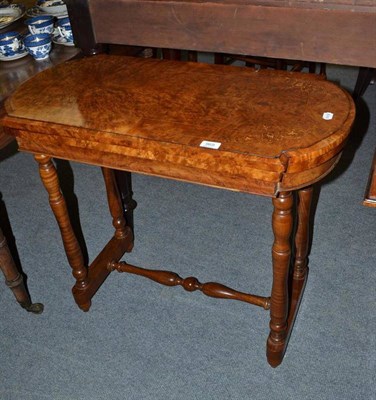 Lot 969 - A Victorian figured walnut and marquetry card table, width 87cm