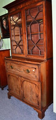 Lot 973 - A George III mahogany secrectaire chest with associated top, height 224cm