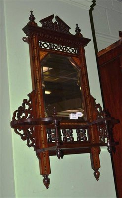 Lot 977 - A Edwardian fret cut and parquetry decorated mirror, height 77cm