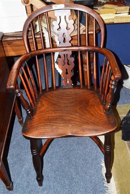 Lot 980 - A 19th century yew wood and elm Windsor chair, width 51cm