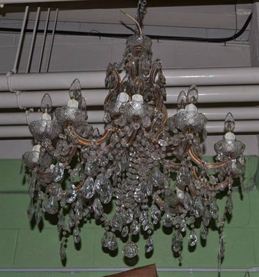 Lot 986 - A pair of impressive cut glass chandeliers, height 100cm