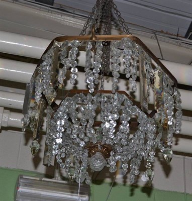 Lot 988 - A cut glass ceiling light with two graduated tiers