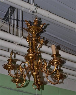 Lot 989 - Gilt metal six branch chandelier