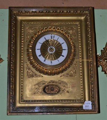 Lot 991 - A quarter striking picture framed wall clock, height 50cm