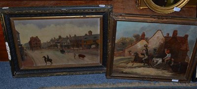 Lot 1108 - Circle of Charles Herring ";The Donkey Races";, oil on canvas, together with a further oil on board