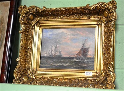 Lot 1112 - Circle of George Chambers, shipping off Dover, oil on canvas, 22cm by 29.5cm