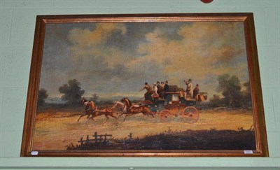 Lot 1121 - Follower of J C Maggs, coaching scene in a landscape, oil on canvas, 69cm by 103cm