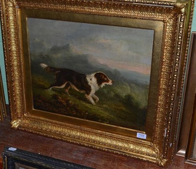 Lot 1122 - English school (later 19th century), study of a spaniel in a mountainous landscape, oil on...