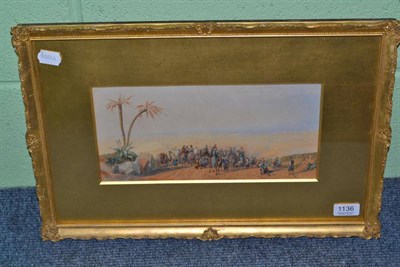 Lot 1136 - Nicolas Joseph Kellin (1789 -1858) Middle Eastern desert scene with figures on camels, Signed...