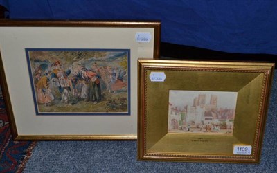 Lot 1139 - After Myles Birket Foster (1825-1899), ";York"; bears a monogram, watercolour heightened with...