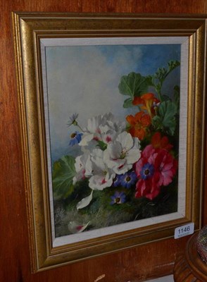 Lot 1146 - Attributed to Martha Darley Mutrie (1824-1885) Still Life of nasturtiums and geraniums on a...