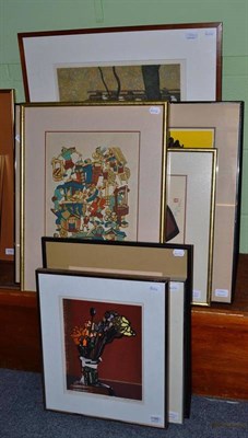 Lot 1166 - Seven assorted mainly Japanese prints, all framed, various sizes