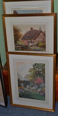 Lot 1172 - Charles Edwin Flower (19th/20th century) A thatched cottage and garden Signed, watercolour,...