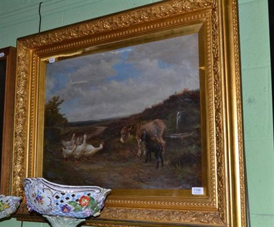 Lot 1186 - W J Henderson (late 19th/early 20th century), donkey and geese in a moorland setting, signed,...