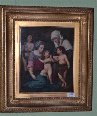 Lot 1189 - A German painted porcelain plaque, Holy Family, after Del Sarto, 3td quarter 19th Century, 32cm...