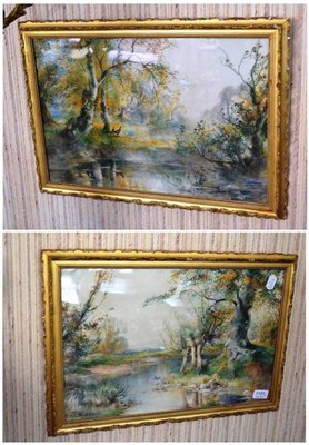 Lot 1191 - C H C Baldwyn (1859 - 1943), A river landscape and a river landscape with pheasant at the...