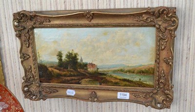 Lot 1194 - Alfred Vickers (1853 - 1907), a river landscape signed, oil on canvas 19cm by 39cm