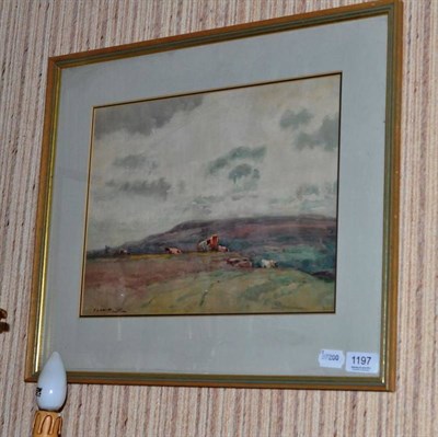 Lot 1197 - Frederick (Fred) Lawson (1888 -1968) cattle grazing, signed and dated 1911, watercolour, 27cm...