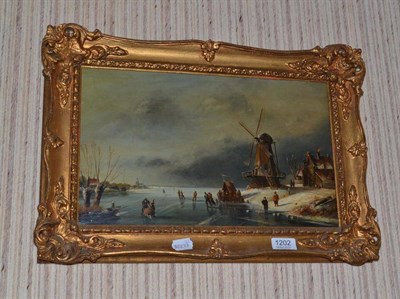 Lot 1202 - Willem Zimmermann (19th/20th century), Frozen river landscape signed, oil on panel 25cm by 40cm