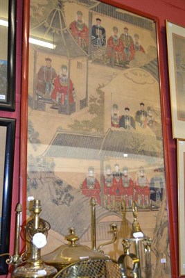 Lot 1237 - Chinese ancestor painting, watercolour, 171cm by 90cm