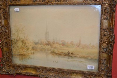 Lot 1246 - H Earp Senior (19th century) Salisbury Cathedral, signed, watercolour, 53cm by 65cm